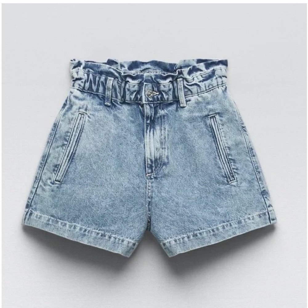 Zara elastic paper bag shorts sz 4 - Picture 6 of 10